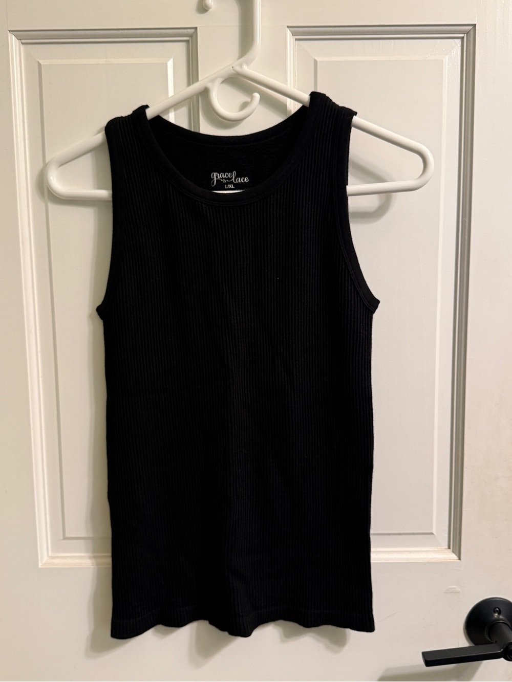 Grace & Lace Black Ribbed Sleeveless Brami Tank